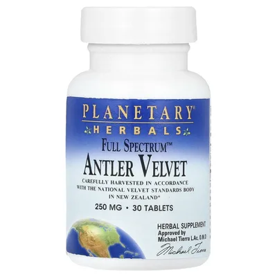 Planetary Herbals, Full Spectrum™, пантовый бархат, 30 таблеток (250 мг в 1 таблетке)