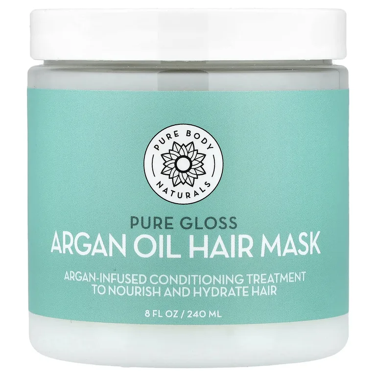 Pure Body Naturals, Маска для волос с аргановым маслом, чистый блеск, 240 мл (8 жидк. Унций)