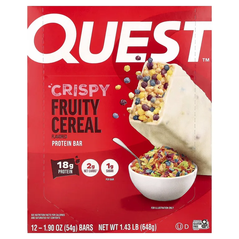 Quest Nutrition, протеиновый батончик, хрустящие фруктовые хлопья, 12 батончиков по 54 г (1,9 унции)