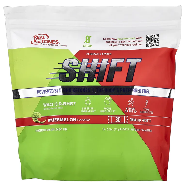 Real Ketones, Shift, арбуз, 30 пакетиков смеси для приготовления напитка, по 7,5 г (0,26 унции)