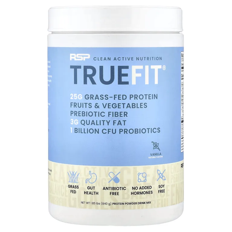RSP Nutrition, TrueFit, сывороточный протеиновый коктейль из экологически чистых ингредиентов, ваниль, 940 г (2 фунта)