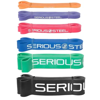 Serious Steel Fitness, Ремешок для сопротивления 41 дюйм, полный набор, набор из 6 предметов
