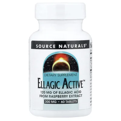 Source Naturals, эллаговая кислота из экстракта малины, 60 таблеток