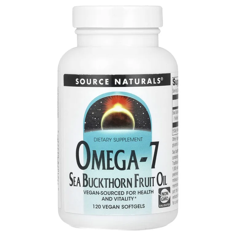 Source Naturals, омега-7, масло плодов облепихи, 500 мг, 120 веганских капсул