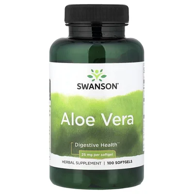 Swanson Vitamins, Алоэ вера, 25 мг, 100 капсул