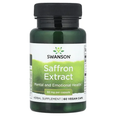 Swanson Vitamins, Экстракт шафрана, 30 мг, 60 веганских капсул
