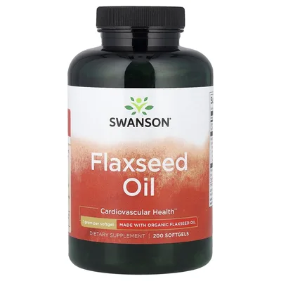 Swanson Vitamins, Льняное масло, 1 г, 200 капсул
