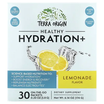 Terra Origin, Healthy Hydration +, лимонад, 30 пакетиков, по 5,8 г (0,20 унции)