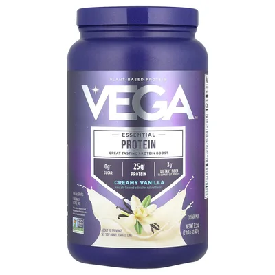 Vega, Незаменимый растительный протеин, кремовая ваниль, 920 г (2 фунта 0,5 унции)