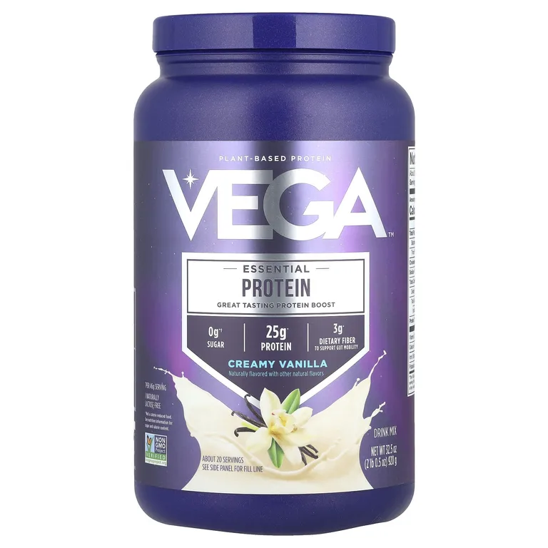 Vega, Незаменимый растительный протеин, кремовая ваниль, 920 г (2 фунта 0,5 унции)