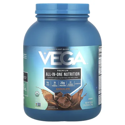 Vega, органический растительный протеин, комплекс премиального качества, со вкусом шоколада, 1,7 кг (3 фунта 13,8 унции)