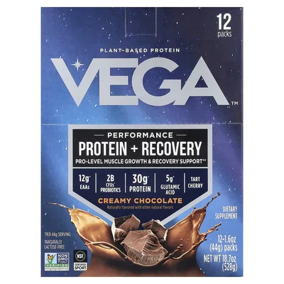 Vega, протеин и восстановление, со вкусом шоколада, 12 пакетиков по 44 г (1,6 унции)