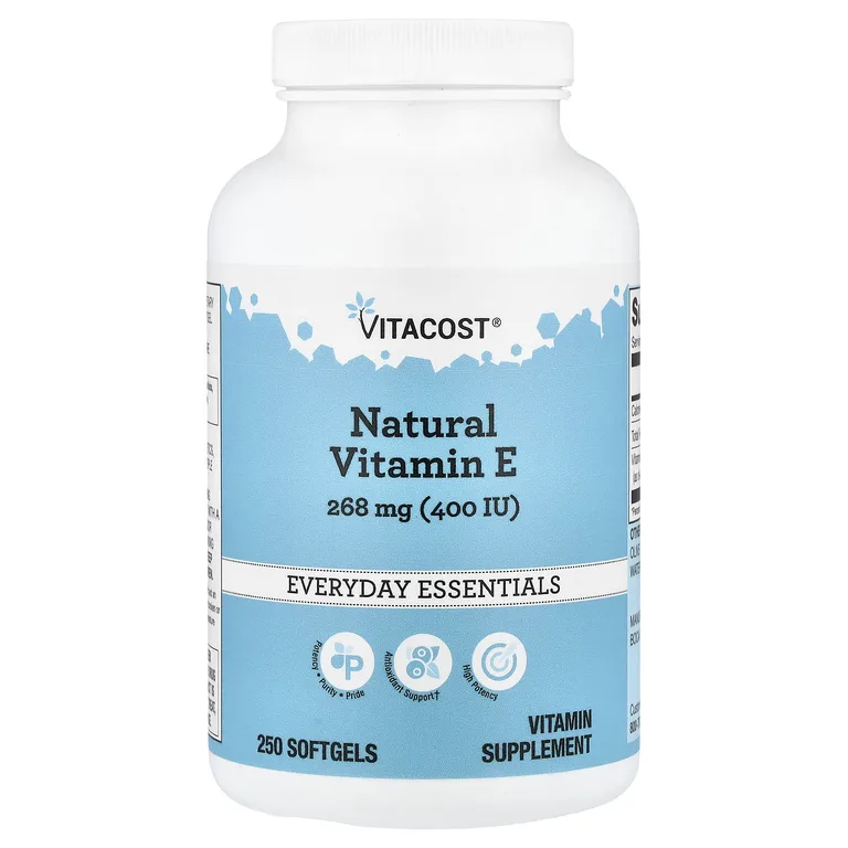 Vitacost, Everyday Essentials, натуральный витамин E, 268 мг (400 МЕ), 250 мягких капсул