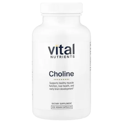 Vital Nutrients, холин, 120 веганских капсул (275 мг в 1 капсуле)