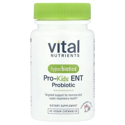 Vital Nutrients, пробиотик для детей, клубника и ваниль, 45 веганских жевательных таблеток