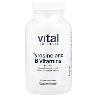 Vital Nutrients, тирозин и витамины группы B, 100 растительных капсул