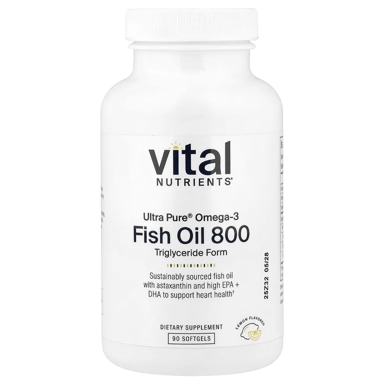 Vital Nutrients, Ultra Pure® Omega-3, рыбий жир 800, лимон, 90 мягких таблеток