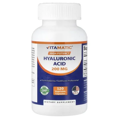 Vitamatic, гиалуроновая кислота, высокоэффективная, 120 растительных капсул