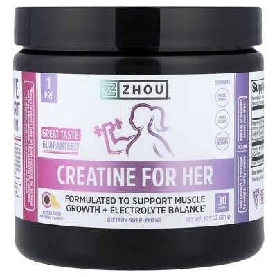 Zhou Nutrition, Creatine For Her, со вкусом личи и лимона, 291 г (10,3 унции)